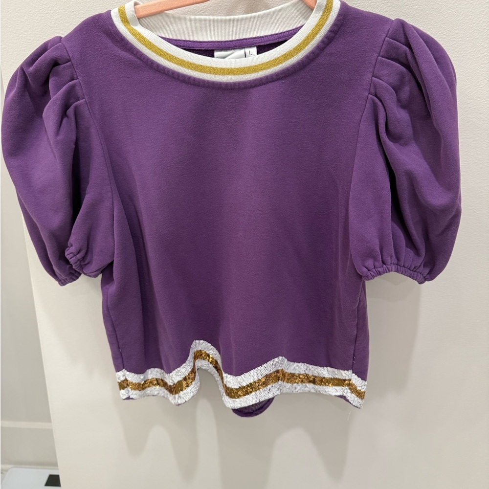 QOS Purple Sequin Wavy Top